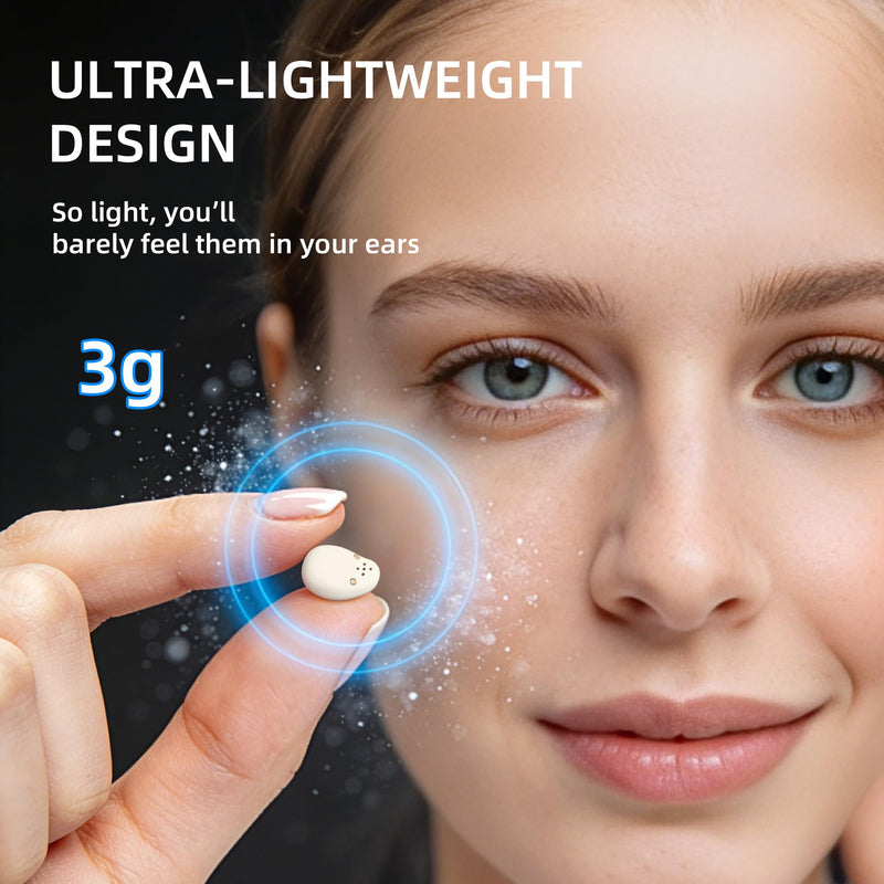 Sleep Earbuds for Side Sleepers,Mini Invisible Wireless Earbuds for Small Ear Canals,Bluetooth 5.4, 40H Battery,Waterproof,LED Power Display,Tiny Earbuds for Work,Sleep（White） White