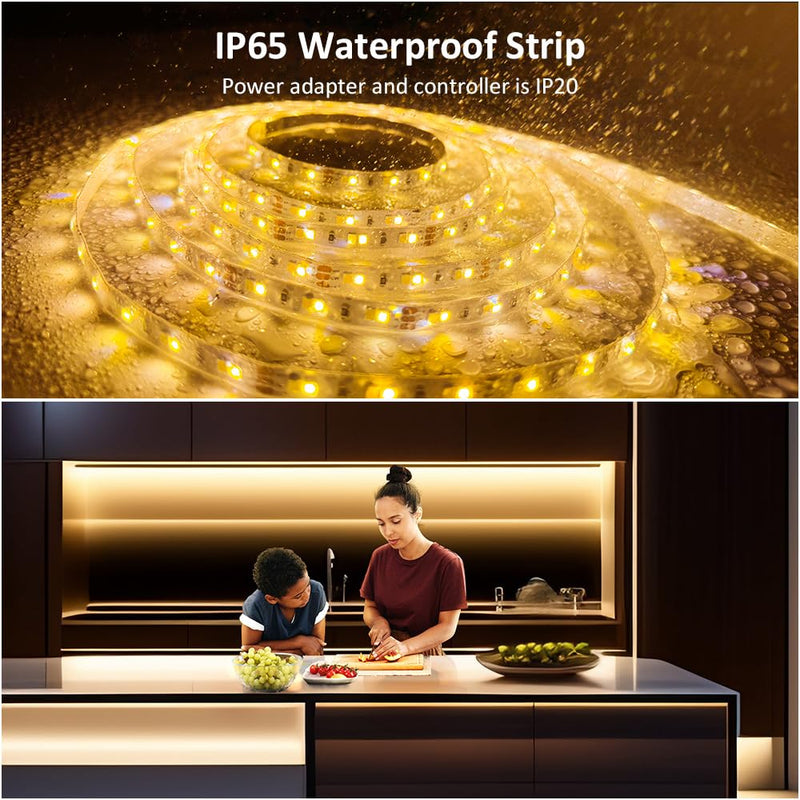 [AUSTRALIA] - NOVOSTELLA 20ft Waterproof Tunable White LED Strip Lights, Dimmable Flexible Rope Light 3000K-6500K 12V Tape Light with Remote, Ribbon for Outdoor and Indoor Bedroom Home Mirror Kitchen Bar Cabinet 20ft (Waterproof) 