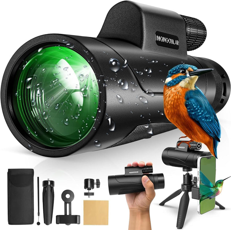 [AUSTRALIA] - Asacam® 80x100 Monocular Telescope High Powered for Smartphone HD Monoculars for Adults with Adapter/Tripod for Bird Watching Camping Hiking Traveling Outdoor Wildlife-2026 Update Premium Black 
