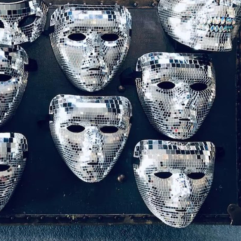 Wnvivi Disco Glitter Mask,6.7x7.8 Inch,Masquerade Mirror Mask for Men and Women,Halloween Face Cover,Party Disco Masks(6.7x7.8inch)