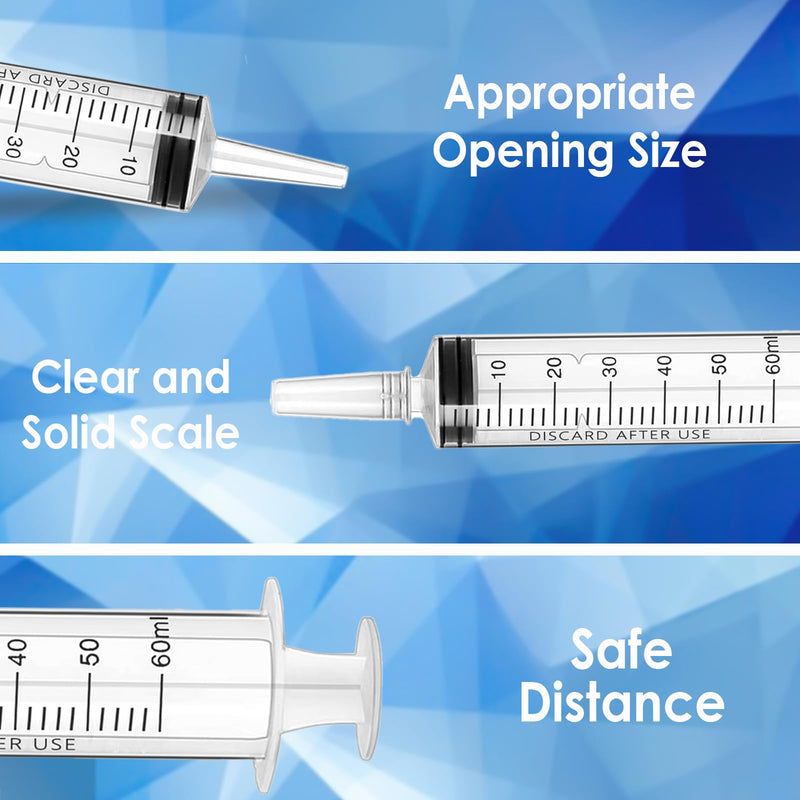 Pack of 3 Syringe 60 ml, Syringe with Hose, Disposable Syringes Large, Individually Packed Liquid Syringe, Reusable Plastic Syringes for Scientific Laboratories, Liquid Measurement