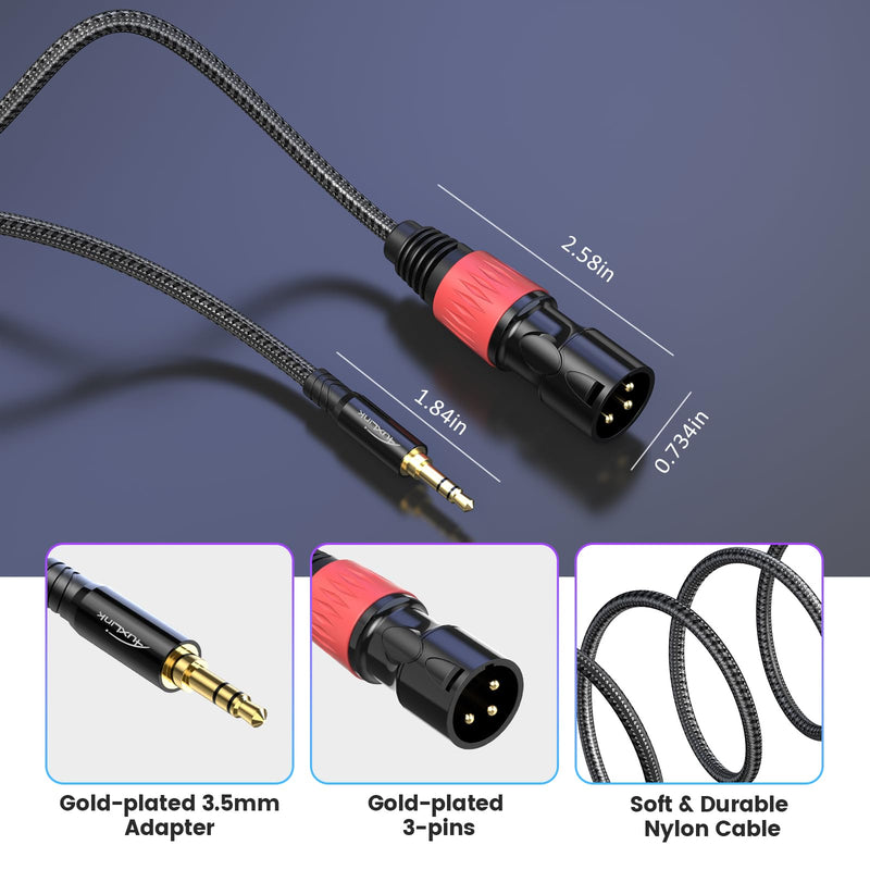 XLR to 3.5mm Cable 15ft 2Pack, Balanced 1/8inch TRS to XLR Cable Gold-Plated 3-Pins Nylon Braided for Cell Phone, Laptop, Speaker, Mixer xlr male to 3.5