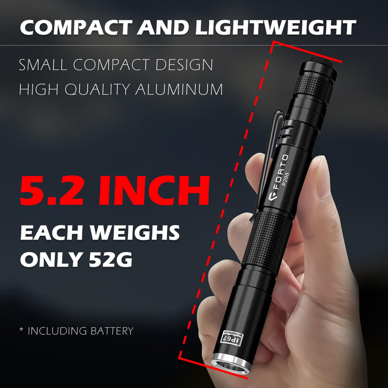 FORTO LED Pen Light, 200 Lumens Pocket Flashlight, IP67 Waterproof, 2 Modes, 2 Pack with AAA Batteries, Lightweight & Durable for Inspection, Medical Use, Emergency(3-Pack Mix) MIX 3 PACK