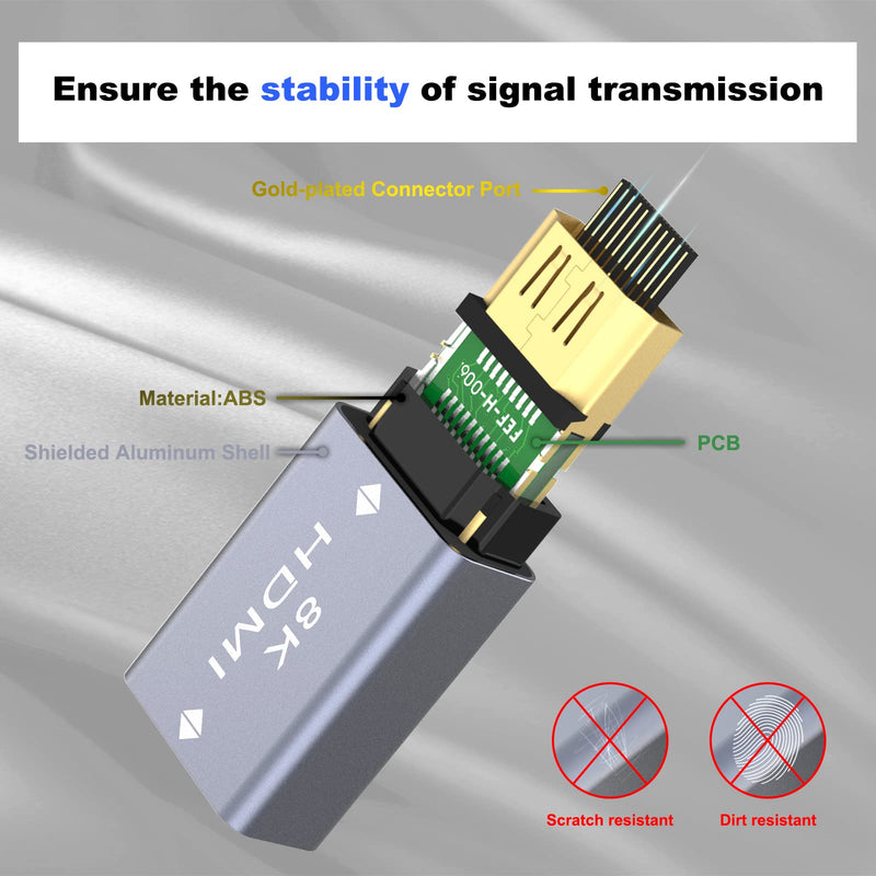 VCELINK HDMI Coupler 8K, HDMI 2.1 Female to Female Connector HDMI Extension Adapter, Support 8K@60Hz / 4K@120Hz 120UHD, 7680 * 4320 Resolution, 3D, HDR, ARC for Laptop, PC, Monitor, Roku TV, 2 Pack