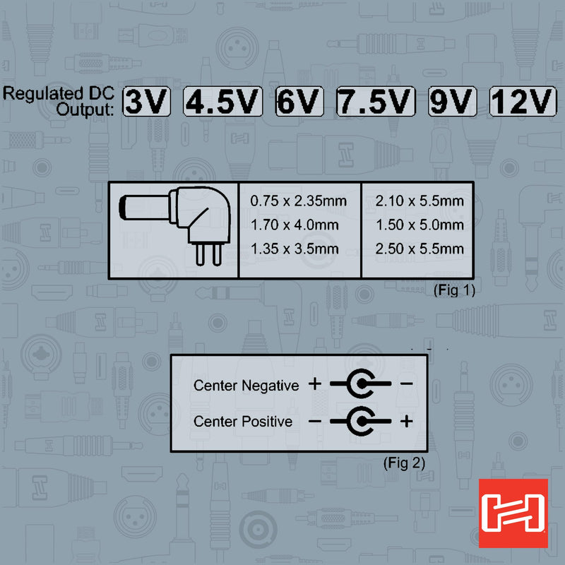 Hosa ACD-477 Universal Power Adapter, Selectable up to 12 VDC 1200 mA