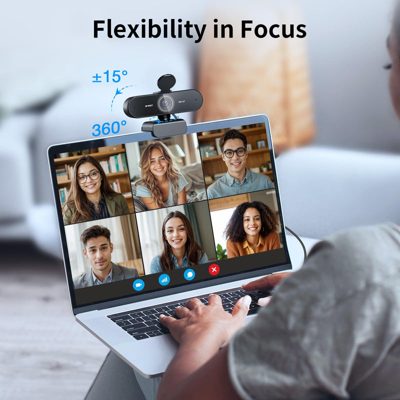 EMEET NOVA 4K Webcam for PC, Ultra 4K HD, PDAF Autofocus, Dual Omni Mics | 73° FOV, Auto Light Correction, USB-A, Privacy Cover, Ideal for High-End Business Meetings&Live Streaming 4K PDAF Focus 2 Mics