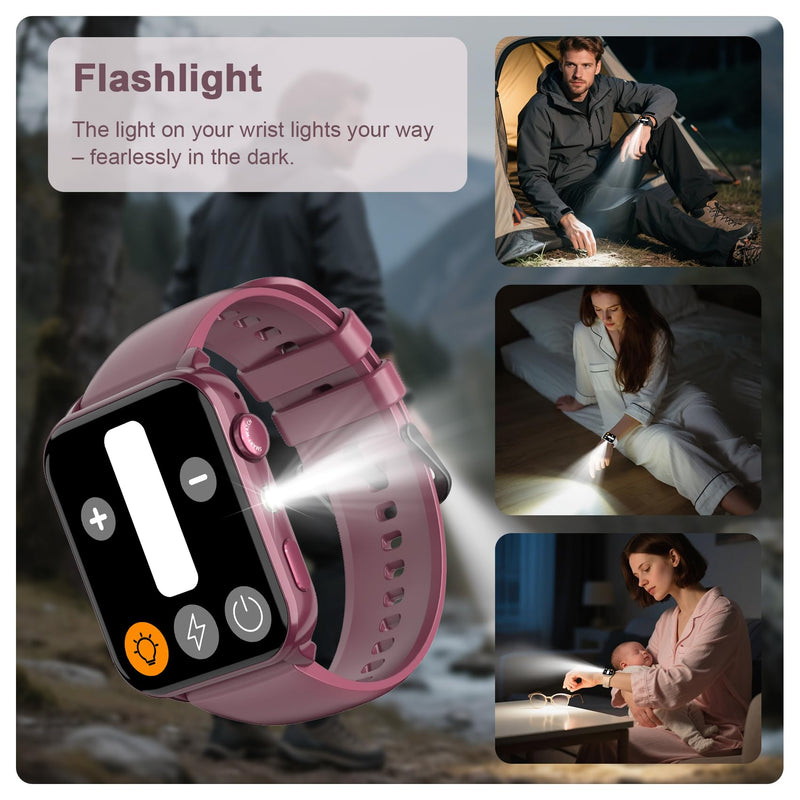 Smart Watch for Men Women, 1.91" HD Fitness Tracker with Bluetooth Calls, 32 FT Waterproof, 24/7 Heart Rate/Sleep Monitor, 120+ Sport Modes, Pedometer, Calories, Smartwatch for Android iOS (Purple) Purple-30