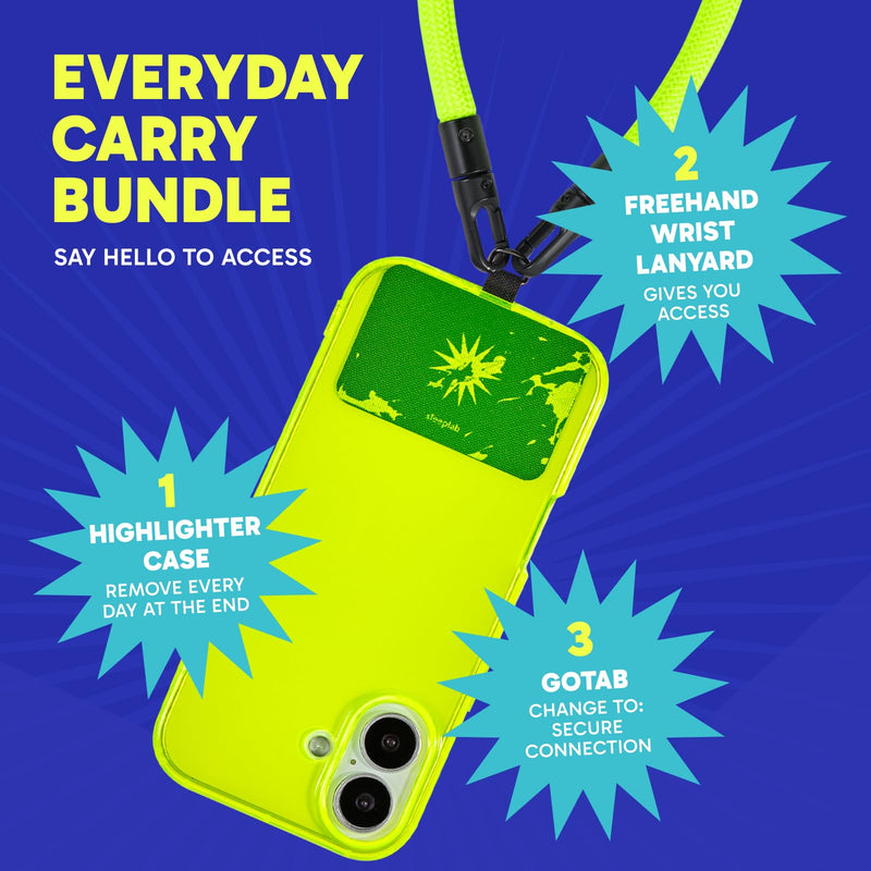 SteepLab Highlighter Case + Freehand Crossbody Lanyard Bundle for iPhone 17 - Hands-Free Carry with Bold Color Protection - Neon Noise