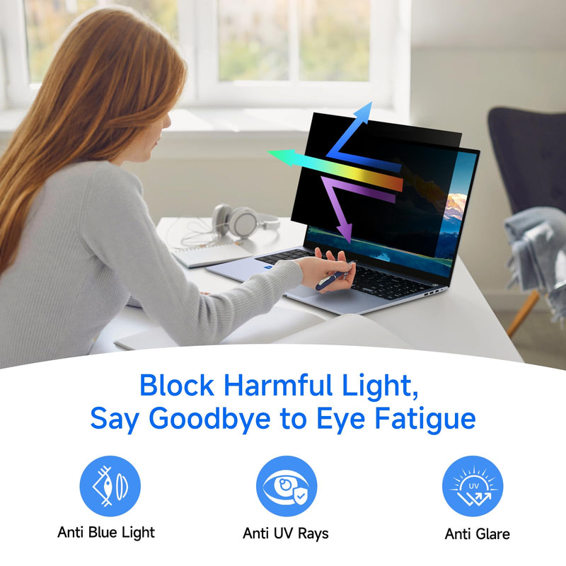 ZOEGAA 4-way 360° Privacy Screen For 14 Inch 16:9 Laptop That Screen Size is 12.2 in Wide and 6.8 in High. Removable Privacy Screen For Laptop Monitor, Anti Glare And Blue Light, Compatible With HP Dell Lenovo Asus Samsung Acer Thinkpad 14 in 16:9