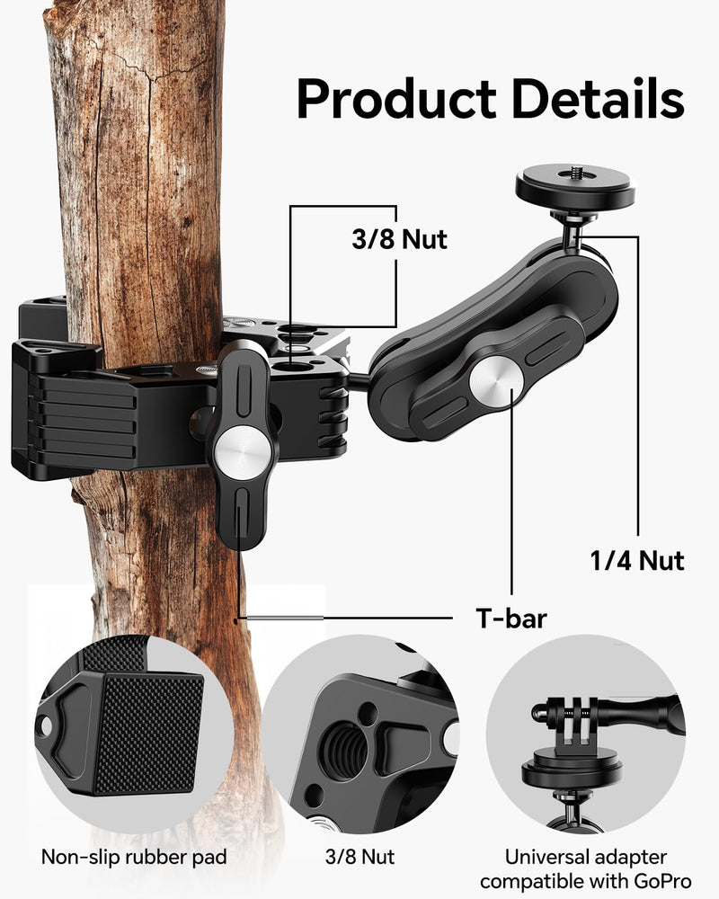 BOBLOV Multifunctional Crab Claw Clip, for Sports Cameras, Mobile Phones, Photography， Metal Strong Clip, Outdoor Expansion Universal, Additional Universal Adapter