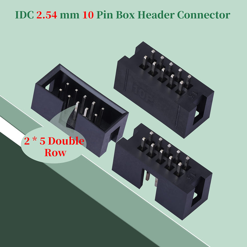 20 Pieces IDC 2 * 5 Double Row 2.54 mm Pitch JTAG ISP 10-Pin Straight Pin in-line Box Header Connector Adapter Cable Male Socket Terminal for PCB Electronic Equipment Projects. 2.54 mm Male Socket Terminal