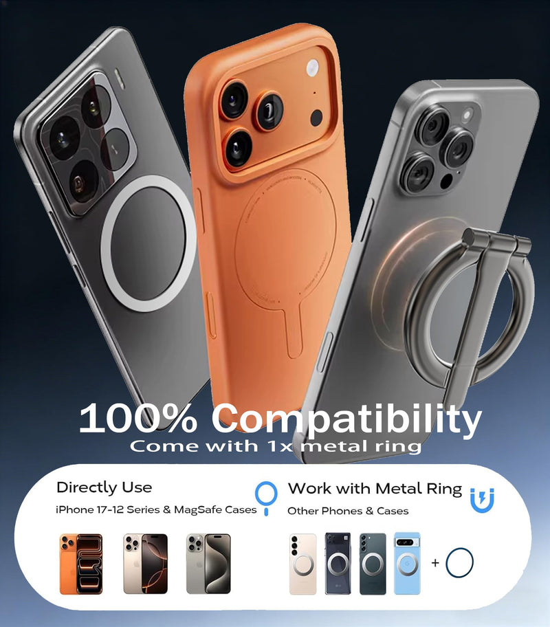 2-IN-1 Magnetic Car Phone Holder for Magsafe Phone Holders for Car-Gray | Vacuum Suction 360°Rotation Detachable Cell Phone Car Mount Compatible with iPhone12-17Series MagSafe Accessories Gray