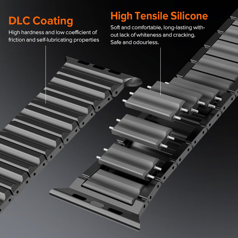 CHANCHY Grade 4 Titanium Silicone Magnetic Band for Apple Watch Bands Men | Titanium Silicone Dual-Layer Link 44/45/46/49mm, Business & Outdoor, Fits Apple Watch Ultra 3/2/1 Series 11 10 9 8 7 6 5 4 SE Titanium Edition, Black-Gray