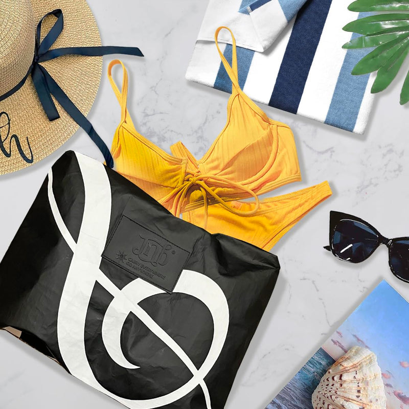 100% Coated Tyvek Material, Beach Pouch, Waterproof Pouch for Beach, Makeup Pouch, Wet Dry Bag,Clutch Black06