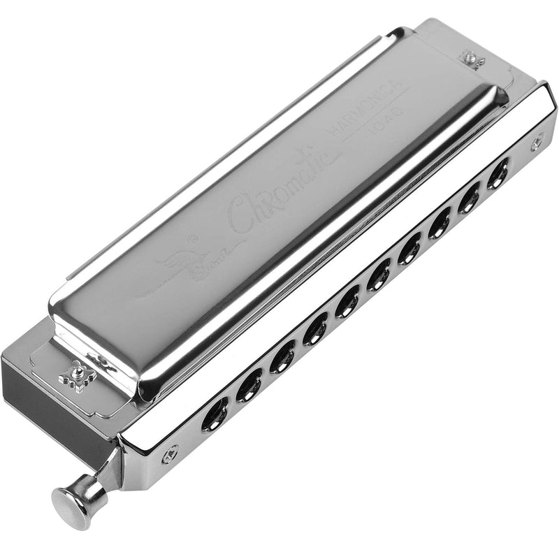 [AUSTRALIA] - Chromatic Harmonica Key of C 10 Hole 40 Tone with Case for Professional Player Adult Beginner Students, Excellent Gift for Music Fan - Silver Best Music Gift 