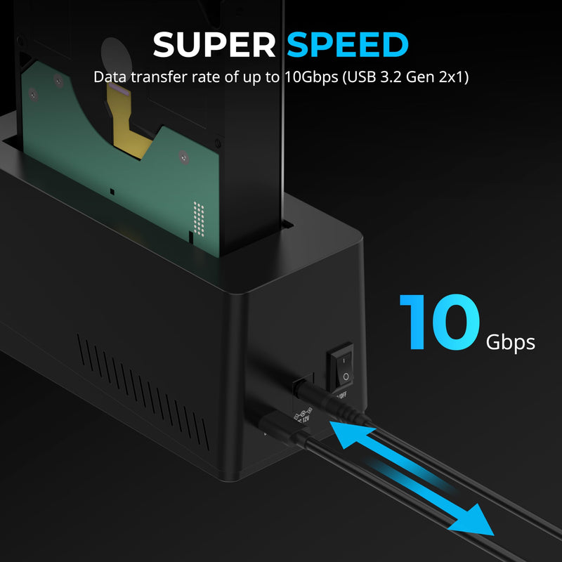 SABRENT USB-C Hard Drive Docking Station, 2.5/3.5in SATA, 10Gbps (DS-UC1B) | Tool-free hot-swap dock for 2.5"/3.5" SATA SSD & HDD; up to 20TB; Windows & Mac Single-Bay SATA Dock – USB-C 10Gbps