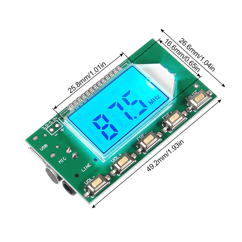 [AUSTRALIA] - 2pcs DC 3V-5V FM Transmitter Module Stereo FM Transmitter DSP PLL 87-108MHz Stereo Digital Wireless Microphone Board Multi-Function Frequency Modulation with LCD Display Line/USB/Mic Input Pushbutton Edition 