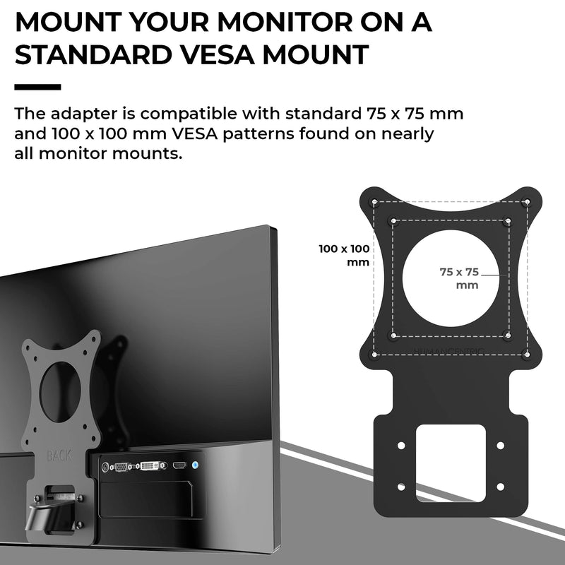 HumanCentric VESA Mount Adapter for LG Monitors 24MP58VQ, 24MP58VQ-P, 24MP59HT, 24MP59HT-P, and 24MP60VQ, VESA Adapter Bracket Mounts Monitor to VESA Stand, Arm or Desk Mount with 75x75 or 100x100 mm