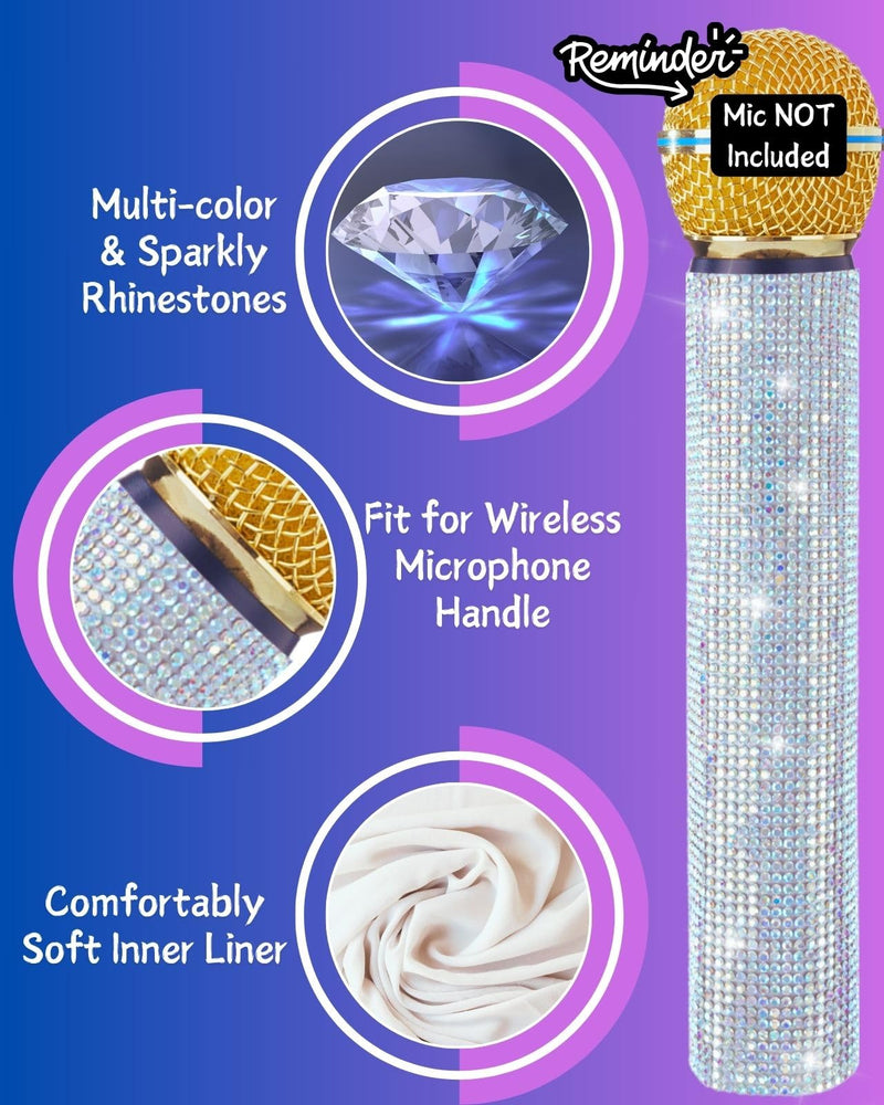 [AUSTRALIA] - Bling Wireless Microphone Decorate for Universal Handheld and Beta58 SM58 Beta87 PG58, Eyes Catching for Event (Mic NOT Included) Multi Crystal 