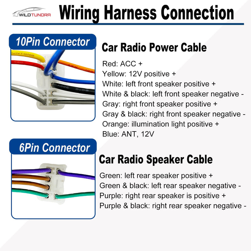 10Pin&6Pin Radio Wiring Harness with Antenna Kit compatible with Toyota Camry Corolla RAV4 4Runner Highlander Prius Aftermarket Radio Stereo Wire Harness Adapter Car Stereo Power Speaker Wire Harness Toyota, 2 Connectors with Antenna