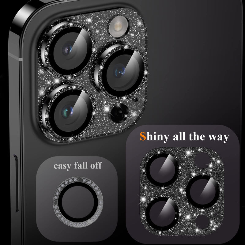 YWXTW for iPhone 14 Pro/iPhone 14 Pro Max Camera Lens Protector, [4TH Gen New Bling Design] Glitter Shiny Diamond Metal Ring Tempered Glass Back Camera Screen Protector Lens Cover (Graphite) Graphite Glitter iPhone 14 Pro/14 Pro Max