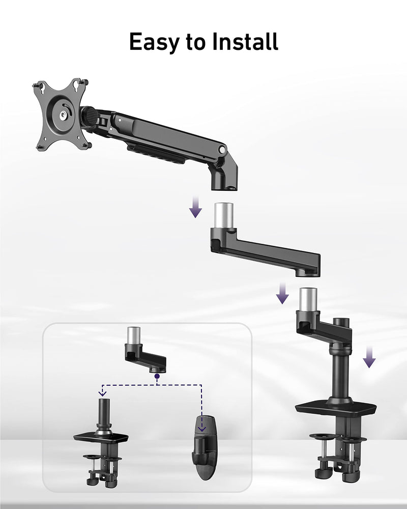 Ergounion Extension Arm Only for Ergounion Monitor Mounts, to Increase Arm Length, Perfect Upgrade for the E6/W6 Series Monitor Arm, Not Compatible with Other Brands Mount, Black