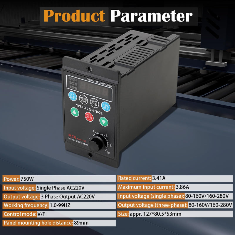 NICCOO Frequency Converter, 750 W VFD Frequency Converter Inverter Drive Inverter Variable Frequency Driver Inverter, Single-Phase Input and Three-Phase Output, for 3 Phase Three-Phase Motors