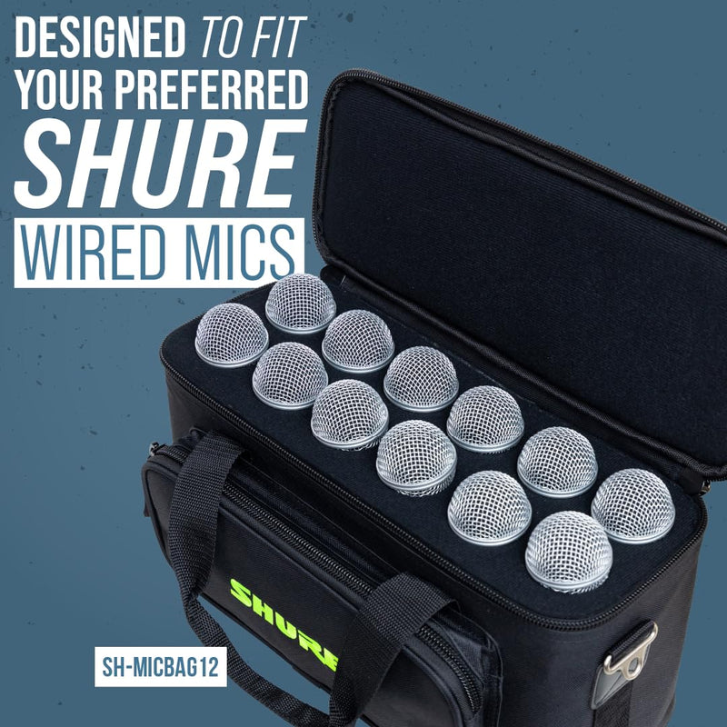 Shure by Gator Padded Microphone Bag that Holds Up to 4 Mics; (SH-MICBAG04) Holds 4 Mics