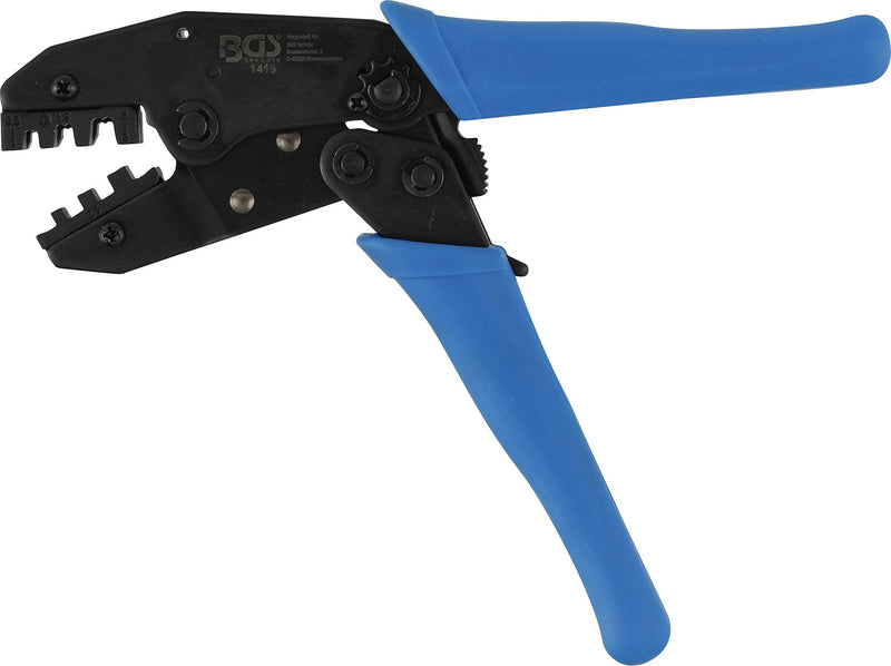 BGS 1419 Ratchet Crimping Tool for Uninsulated Cable Lugs, Black/Blue, 0.5-6 mm For uninsulated cable lugs 0.5 - 6 mm²