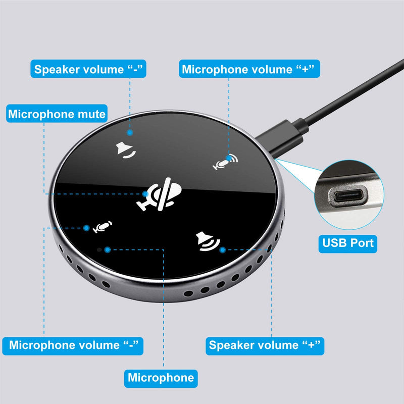 [AUSTRALIA] - Upgrated USB Conference Microphone with Speaker,Laptop Omnidirectional Computer Mic with Touch-Sensor to Mute/Volume,for Zoom Meetings,Skype,VoIP Call,Interview,Christmas Stocking Stuffers Gifts Touch Screen with Speaker 
