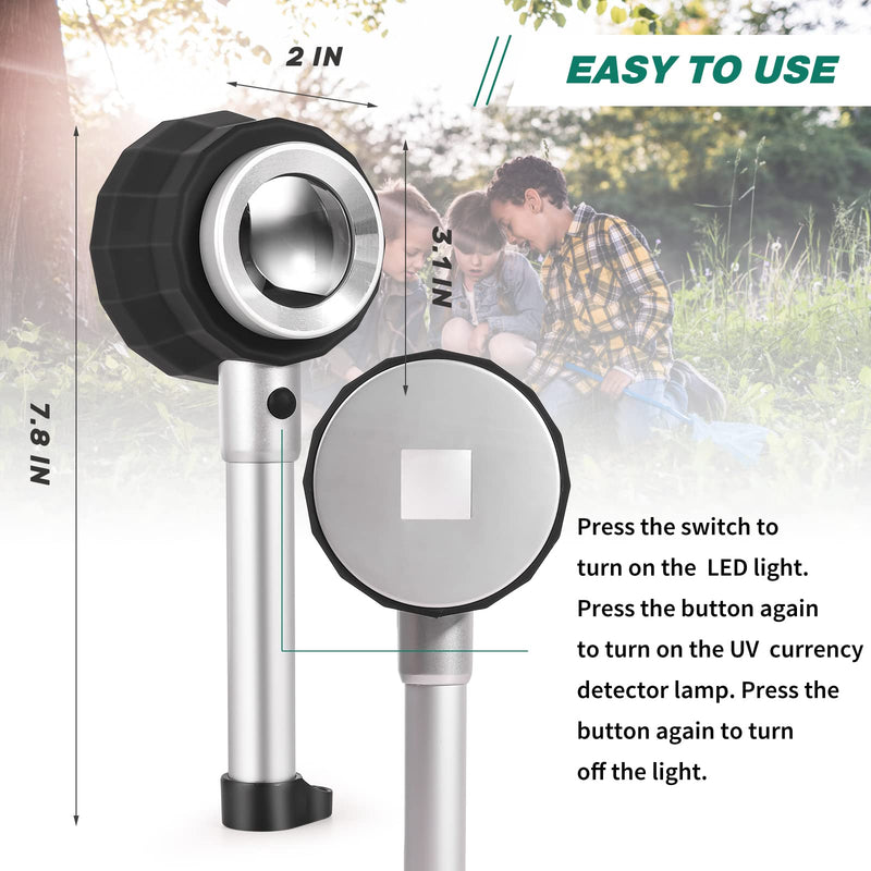 [AUSTRALIA] - 30X Handheld Magnifier with 6 Light, Jeweler Loupes Lighted Magnifying Glass-USB Rechargeable for Seniors Reading Coins Crafts Jewelry Hobbies 30X-1.41in 