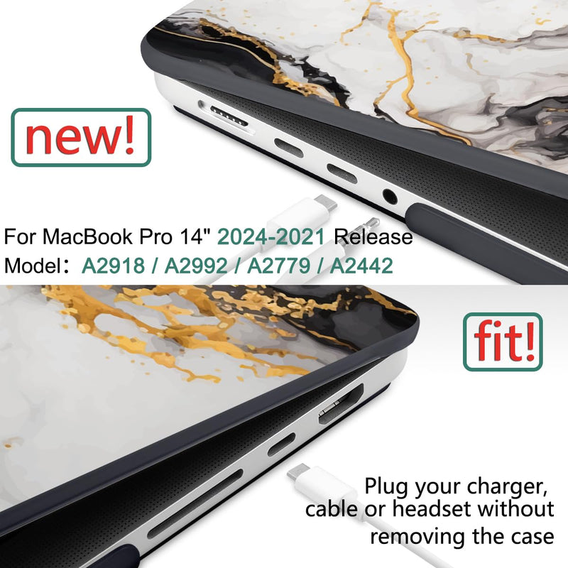 DONGKE Compatible with M3 MacBook Pro 14 inch Case 2024 2023 2021 A2918 A2992 M2 A2779 M1 A2442 Pro/Max, Plastic Hard Shell Cover for Mac Pro 14" with Retina XDR Display & Touch ID, Abstract Marble Abstract Marble D159