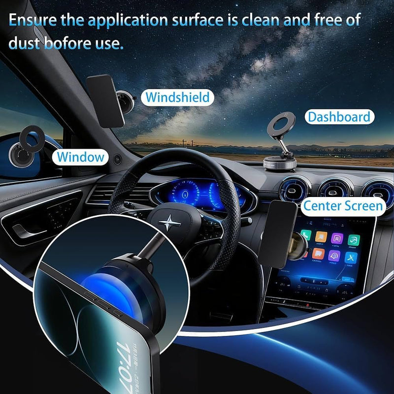 2026 Magnetic Car Phone Holder with 100W Fast Charging Cable, 2-in-1 Dashboard Mount for iPhone & Android, 360⁰ Adjustable Magnetic Car Phone Holder