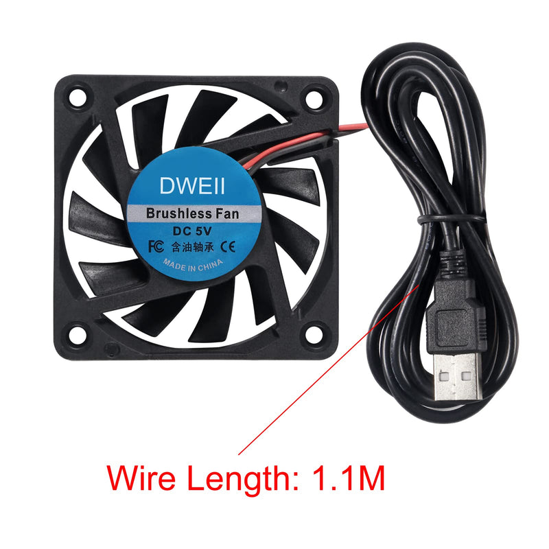DWEII 4-Pack USB Brushless Cooling Fan 60mm x 10mm USB Fan 5V DC Brushless Cooling Fan 6010 for Brushless DC Computer CPU Heat Sink Cooling Cooler Fan