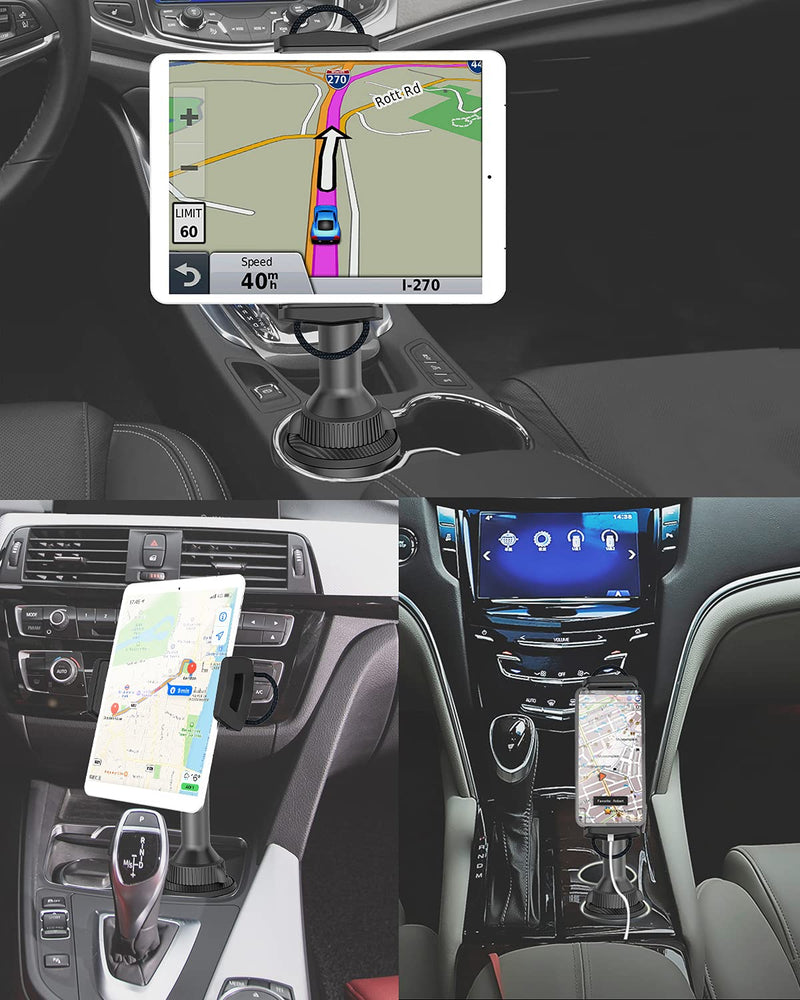 Cup Holder Tablet Mount, APPS2Car Universal Tablet Cup Holder Mount Adjustable Cup Tablet Mount Cradle for Car/Truck Compatible with 4.7-12.9 inch Tablets, iPad Mini/Air/Pro, iPhone, All Smartphones