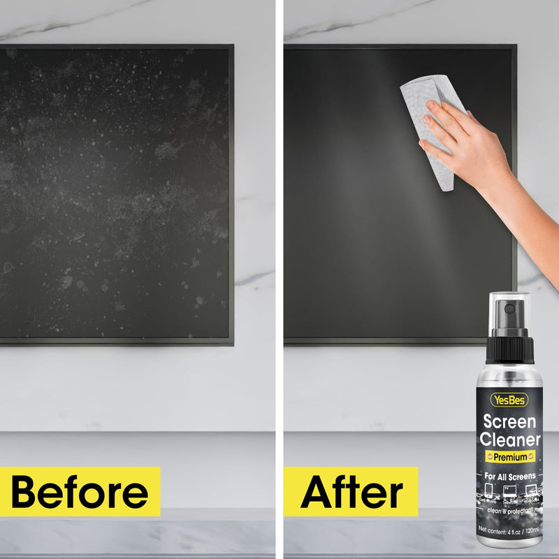 [AUSTRALIA] - Screen Cleaner Spray 16oz (4oz x 4 Pack) - TV Screen Cleaner Spray and 2 Microfiber Cloths, Computer Screen Cleaner & Car Screen Cleaner for TV, Monitor, Laptop, MacBook, iPad and Electronic Devices 