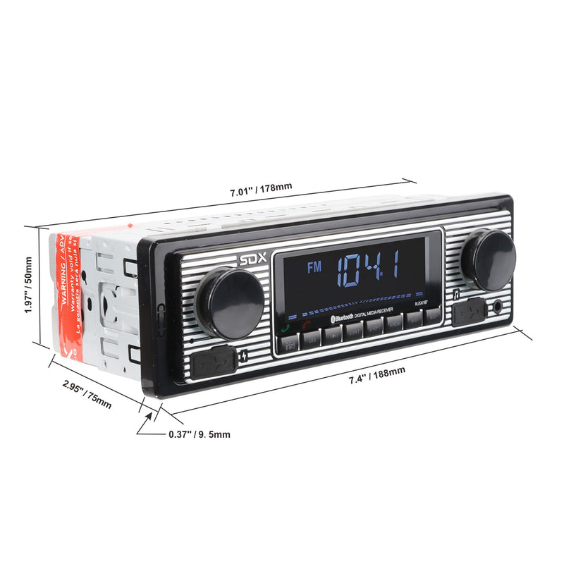SDX Audio Bluetooth Radio Receiver, MP3 Player with USB Charger, MP3/USB, Aux-in, Built-in Microphone Hands-free, Multi Color Illumination Digital LCD Display Panel, Car Stereo Receiver with Bluetooth