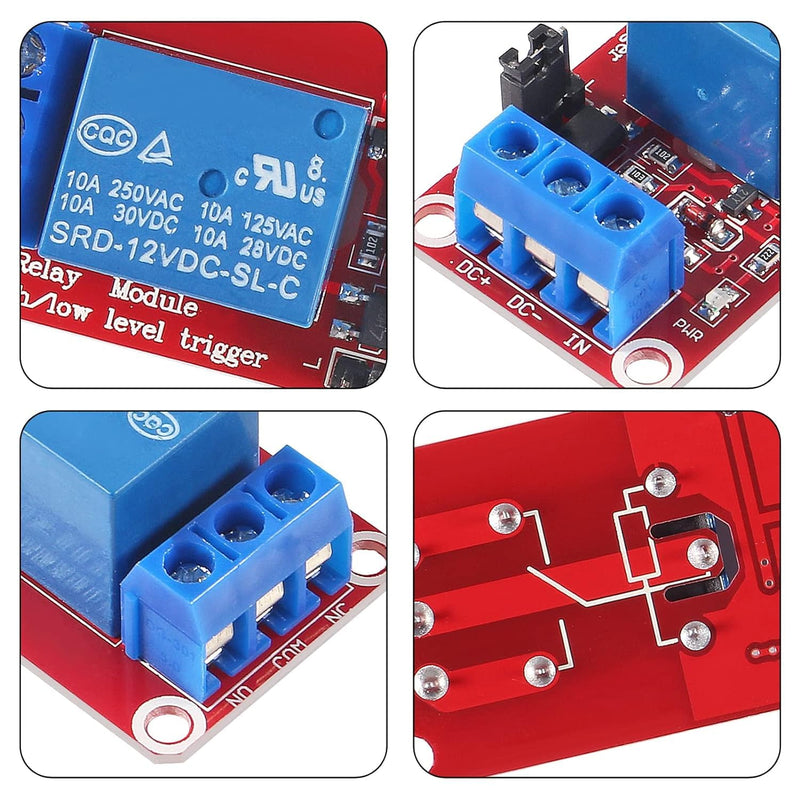 GTIWUNG One Channel Relay Module 12 V, 1 Channel Relay Board with Optocoupler Isolation, High Level Trigger Relay Module, Low Level Trigger Expansion Board, Relay Switch Module for Arduino Pack of 10 1 channel 12 V, red