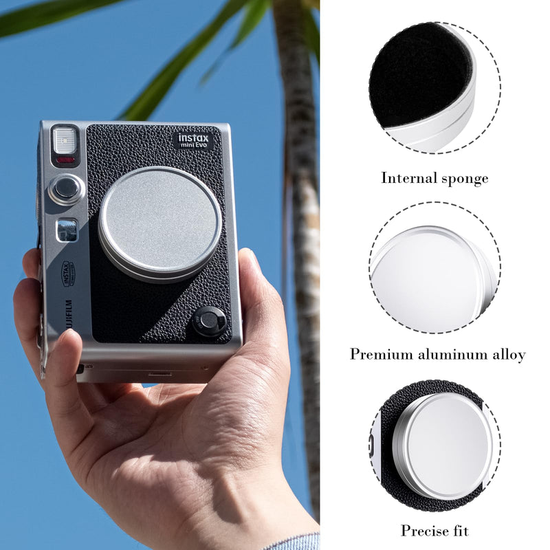 Rieibi Accessories for Fujifilm Instax Mini Evo Instant Camera, Christmas Gift Bundle Includes Clear Instax Mini Evo Case & Lens Cap with Anti-Loss String 3 accessories