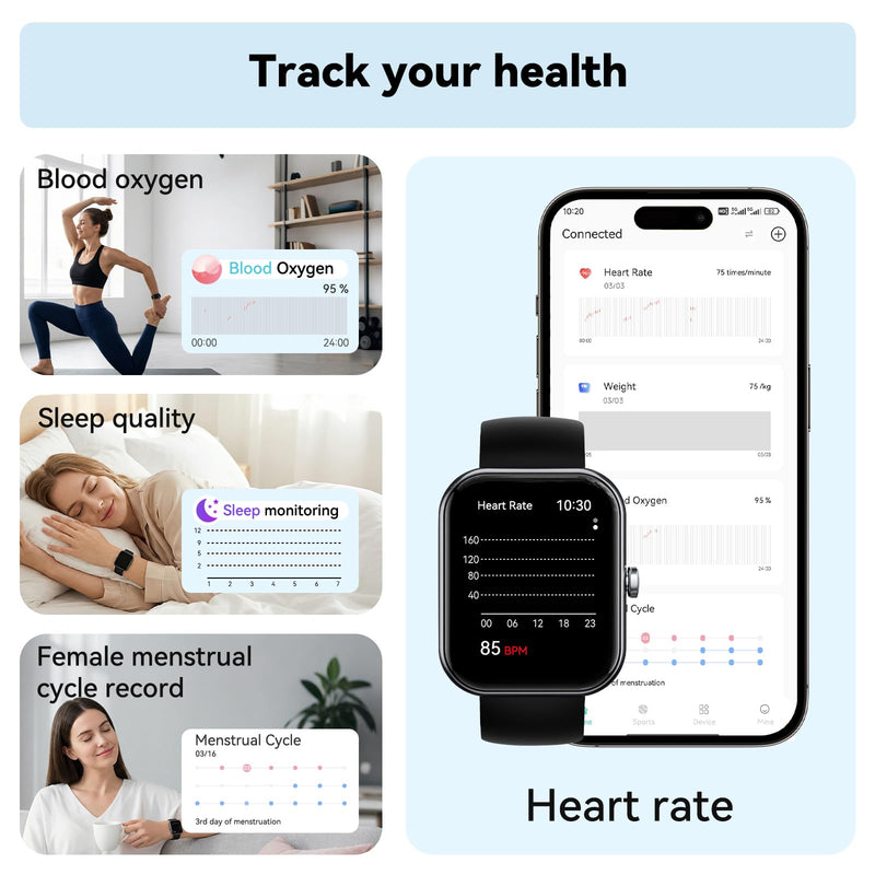 AI Chat Assistant,Smart Watch for Men Women,Translator Watch,Fitness Tracker with Heart Rate & Sleep Monitor,Answer/Make Call, 1.95" Touchsreen,100+Sport Modes,Smartwatch for iPhone/Samsung/Android
