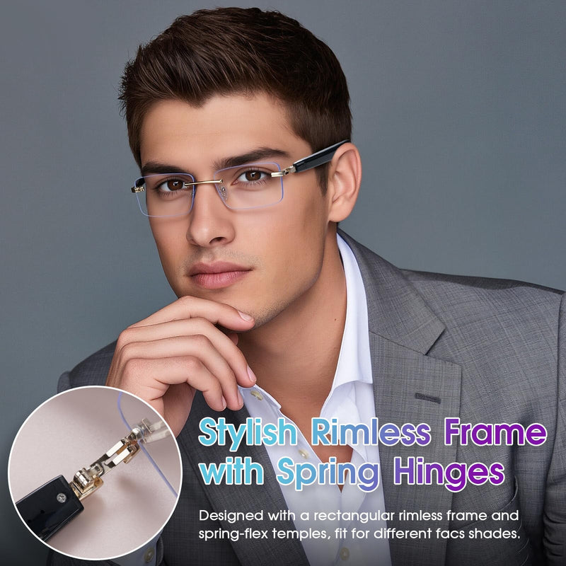 AI Translation Glasses with 164 Languages, Rimless Bluetooth Audio, Silver | 164-Language Real-Time Translation, Smart Speakers, Voice Assistant, Rimless Design for Travel, Work & Study