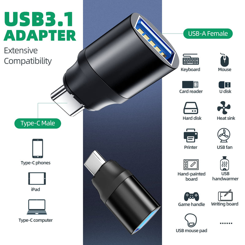 USB C to USB Magnetic Adapter 24Pins USB C Male to USB A Female Adapter 2 Pack with PD 60w Charge 10Gbps USB3.1/USB3.0 for MacBook Pro /Air and More Type C Devices A to C - Magnetic