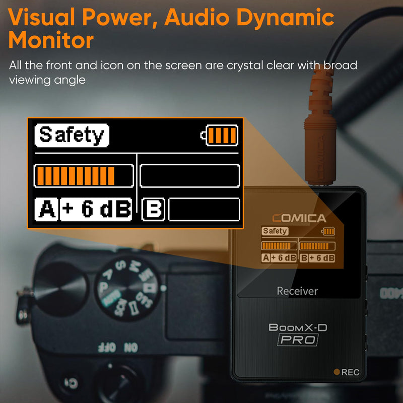 COMICA BoomX-D1 PRO Wireless Lavalier Microphone, 16GB Storage, Safety Audio Track, Noise Cancellation, 328' Range, Wireless Lav Mic for iPhone, Android, PC Interviews, Vlogs, Live-Streaming(1TX+1RX) 1TX +1RX
