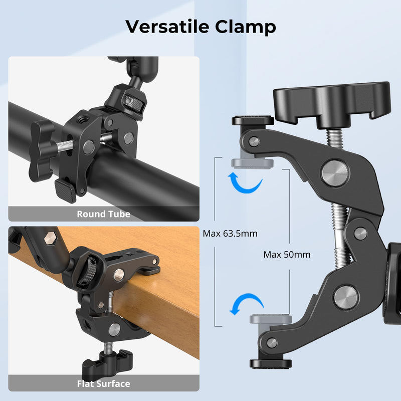 [AUSTRALIA] - SMALLRIG 22" Magic Arm Clamp, Overhead Phone Mount Holder Stand, Flexible Desk Camera Mount, Articulating Friction Boom Arm, for POV Shot, Filming, Light, Webcam, Action Camera Double Ball Joints 