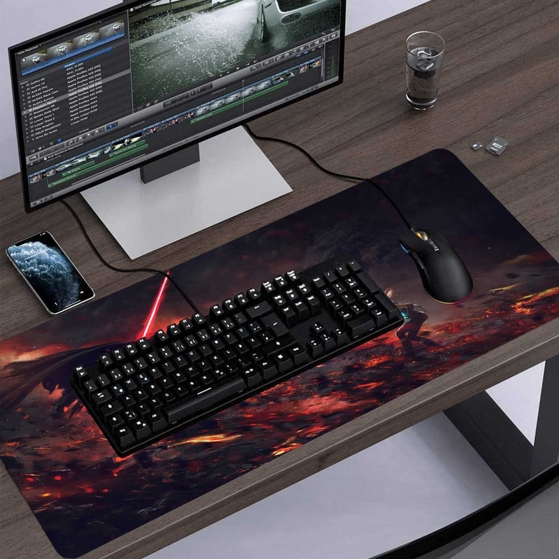 XXL Mouse Pad Ahsoka-Tano Vs Vader,Extra Large Gaming Mousepad Laptop Desk Mat,Non-Slip Rubber Base,Stitched Edges,Smooth Fabric,Computer Keyboard & Mice Combo Pads for Office Game 31.5x15.7 80x40 Ahsoka Tano Vs Vader
