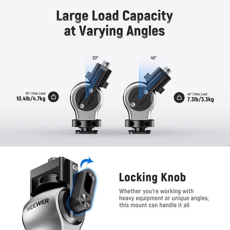 NEEWER Color Blocking Camera Monitor Mount with Cold Shoe, Anti Twist 1/4" Screw, 360° Swivel 180° Tilt Damping, Compatible with Atomos Ninja V 5"&7" Field Monitor Compatible with SmallRig Cage, MA013