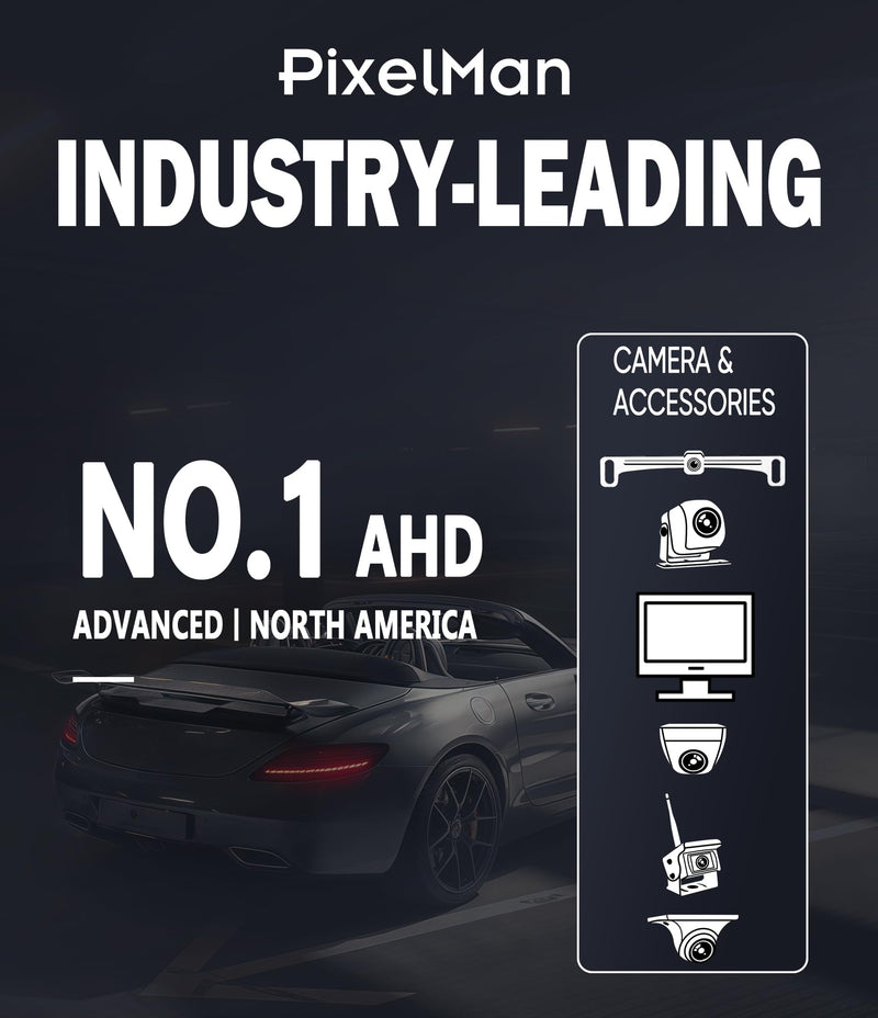 PixelMan Backup Camera,XS-2 1080P AHD Innovative One-Piece License Plate Back Up Camera Ultra Clear Night Vision 170° Wide Angle Vehicle Rear View Reverse Camera,All-Weather Durable Metal Housing