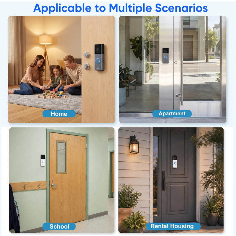 No Drill Mount for Ring Battery Doorbell/Plus/Pro (2nd Gen 2026 Release), Adhesive Mounting Bracket for Ring Camera Doorbell, Metal Doorbell Wall Holder for Apartments/Office/Rental, Easy to Install