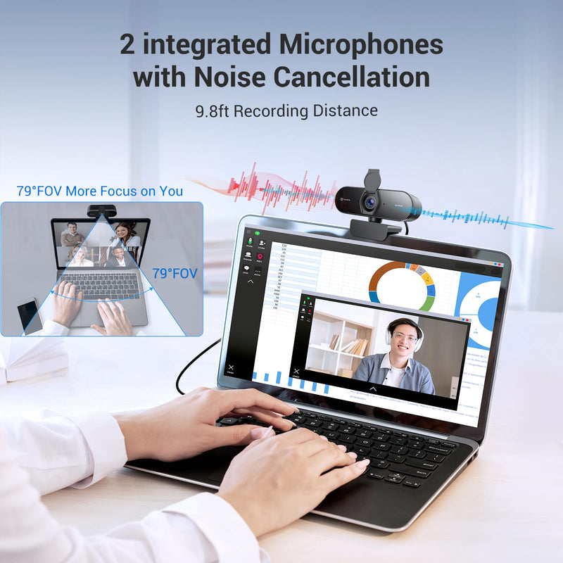 N newline 4K Webcam for PC with PDAF Autofocus, Privacy Cover, Dual Microphones, 4K@30FPS & 1080P@60FPS, Auto Light Correction, Plug & Play USB Camera for Laptop, Mac & Desktop, Streaming