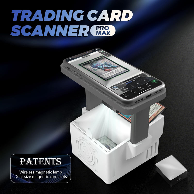 [AUSTRALIA] - Card Scanner Pro Max–Card Scanner Stand for MTG & TCG, Scan Sleeved & Unsleeved Trading Cards, Phone Holder with Rechargeable Magnetic Fill Light, 3 Modes 6 Levels, MTG Card Scanner Stand for ManaBox 
